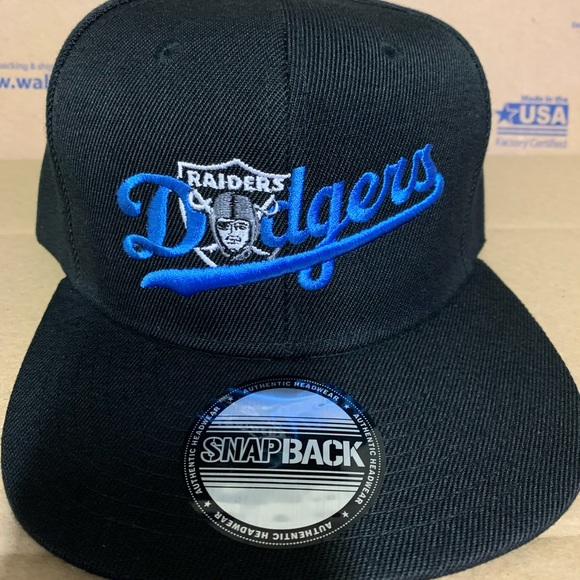 Dodgers caps Raiders caps 2 teams in 1 Raiders hats black SnapBack caps new - Picture 2 of 3